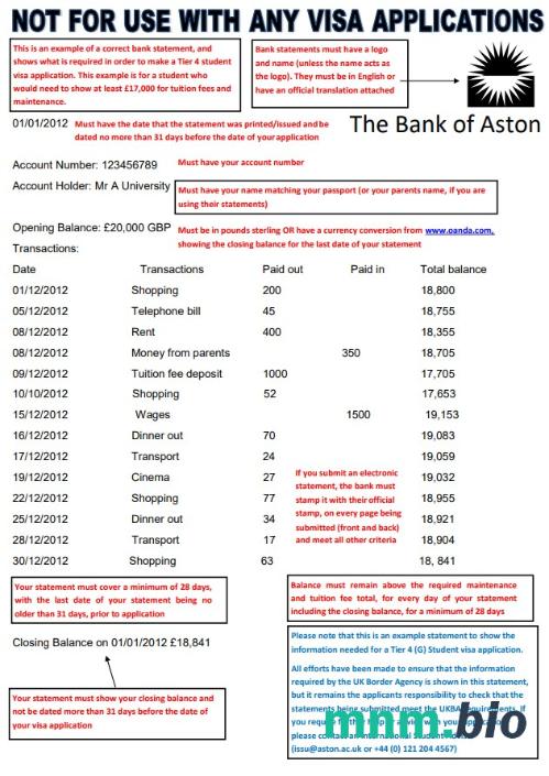 Wielka Brytania Bank Of Aston szablon wyciągu bankowego w formacie Excel i PDF